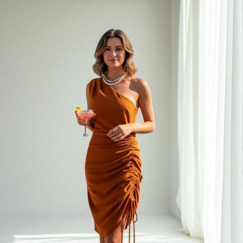 Elliatt Rory One Shoulder Dress Amber - Picture 2 of 6